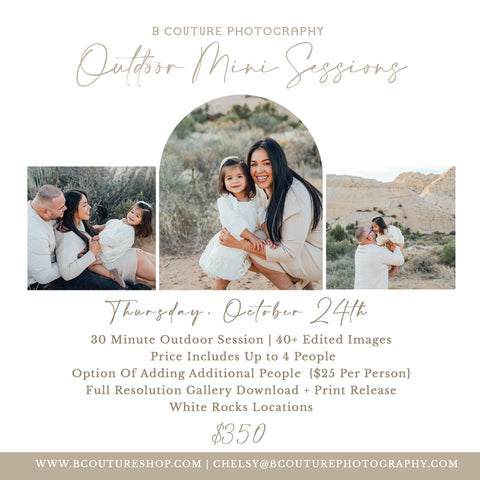 OUTDOOR MINI SESSIONS, THURSDAY OCTOBER 24TH