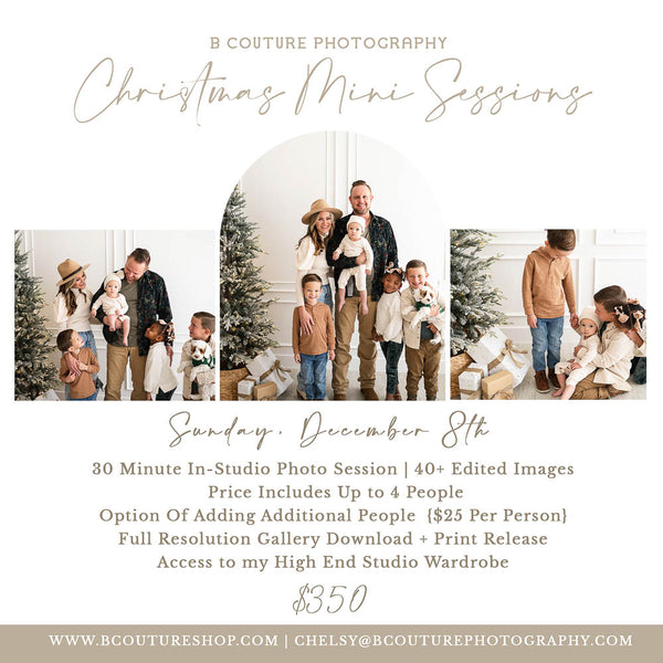 CHRISTMAS STUDIO MINI SESSIONS, DECEMBER 8TH