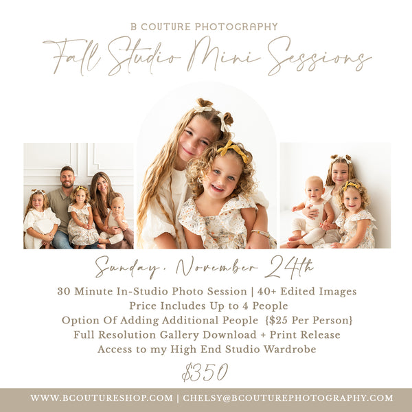 FALL STUDIO MINI SESSIONS, NOVEMBER 24TH